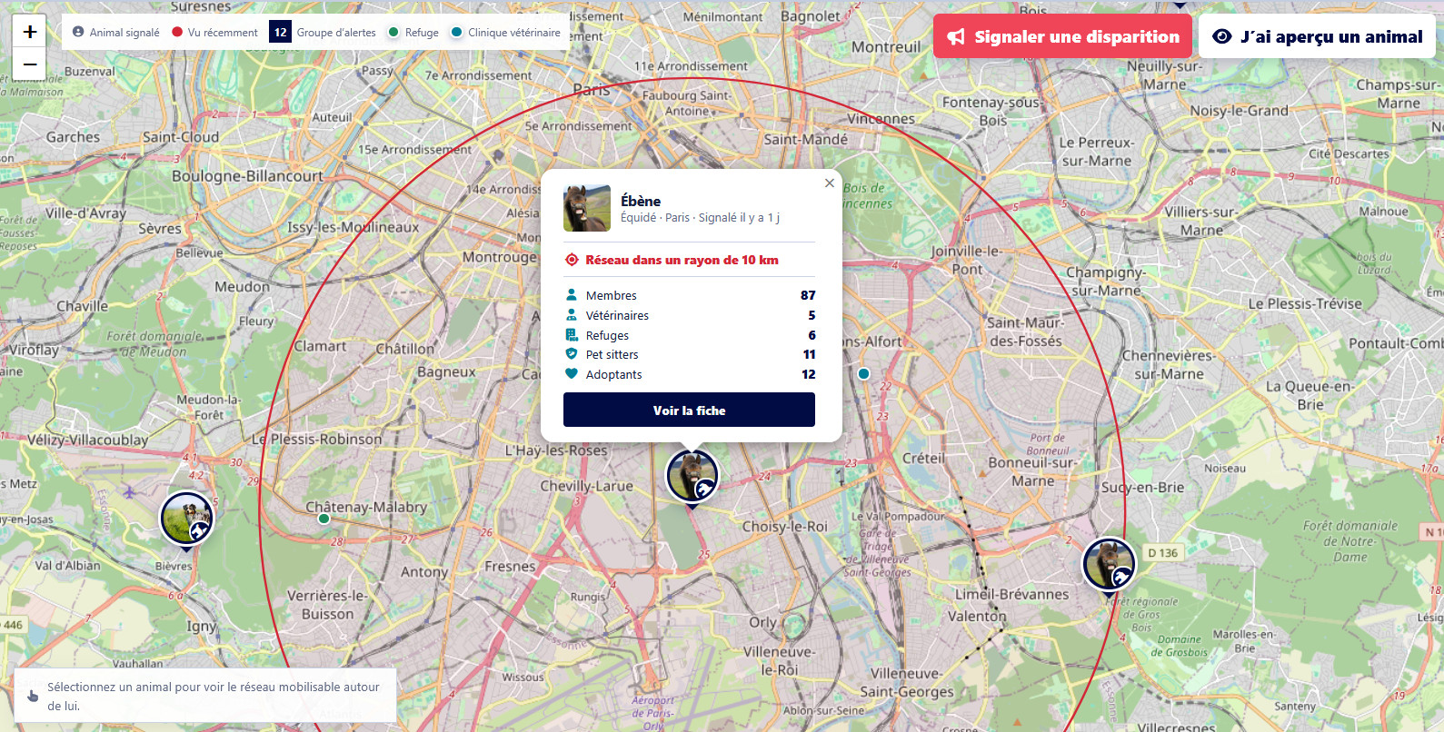 Réseau local mobilisable autour d’un animal disparu